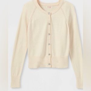 4T Cat & Jack Cream Cardigan Sweater with sparkling buttons, ribbed cuffs& waist